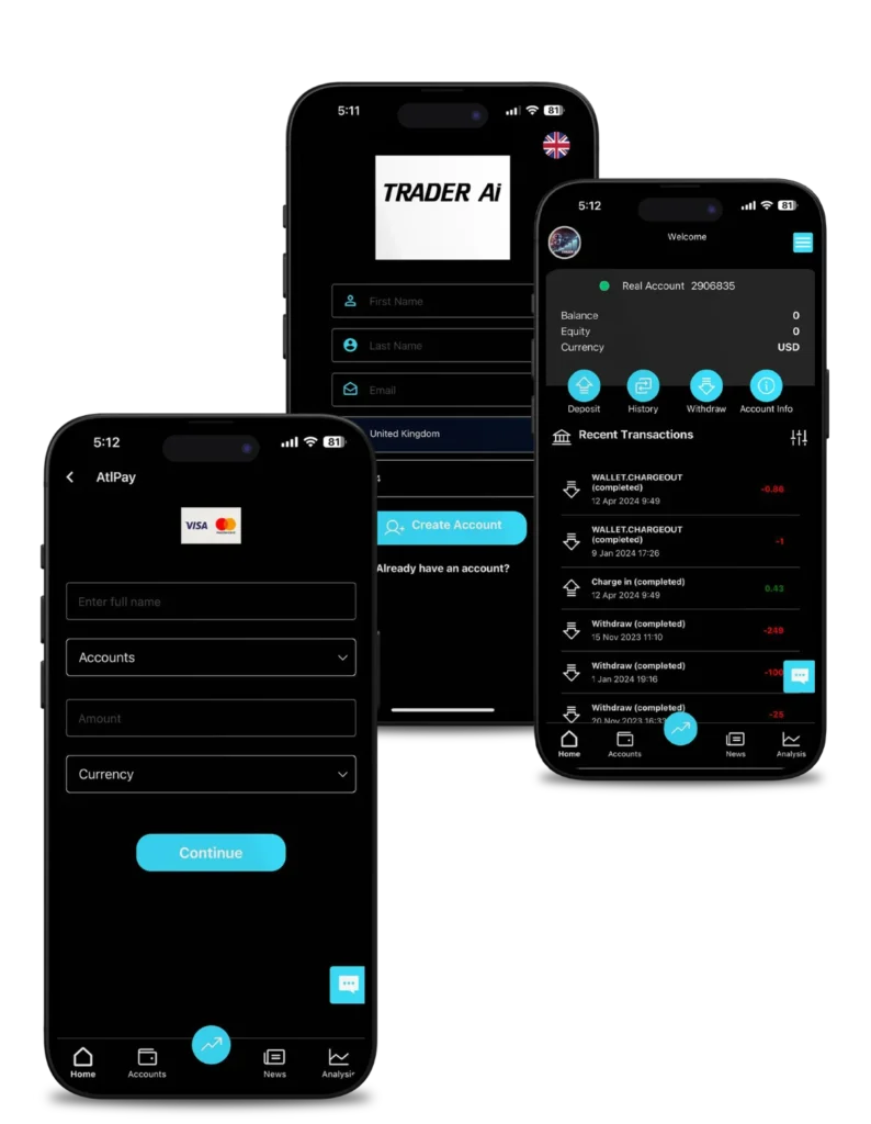 Trader AI App Screens
